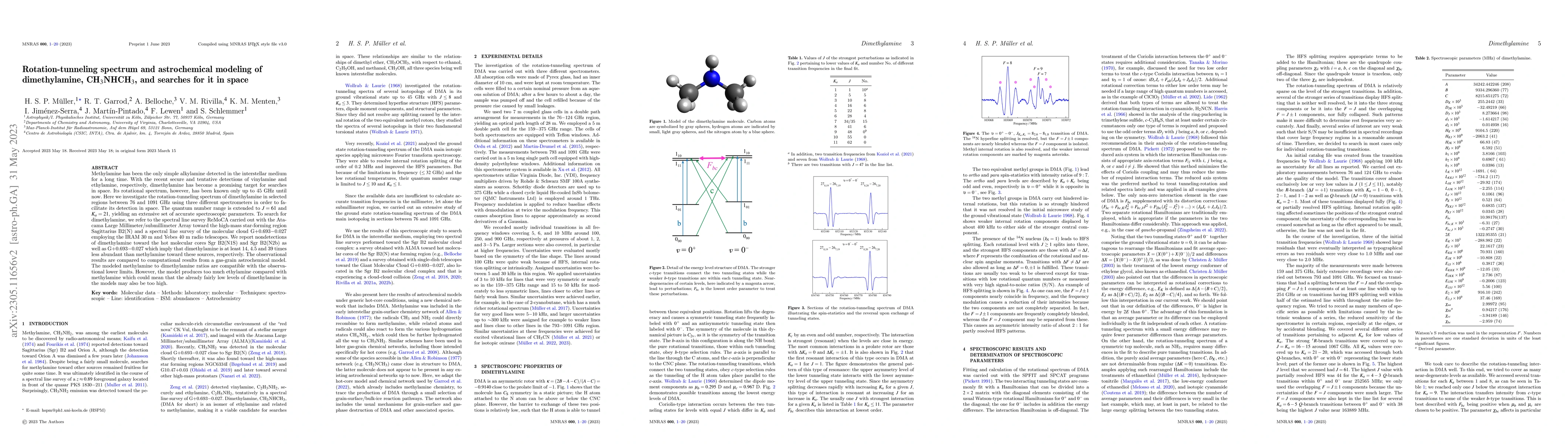 Thumbnail for Rotation-tunneling spectrum and astrochemical modeling of dimethylamine,
  CH$_3$NHCH$_3$, and searches for it in space