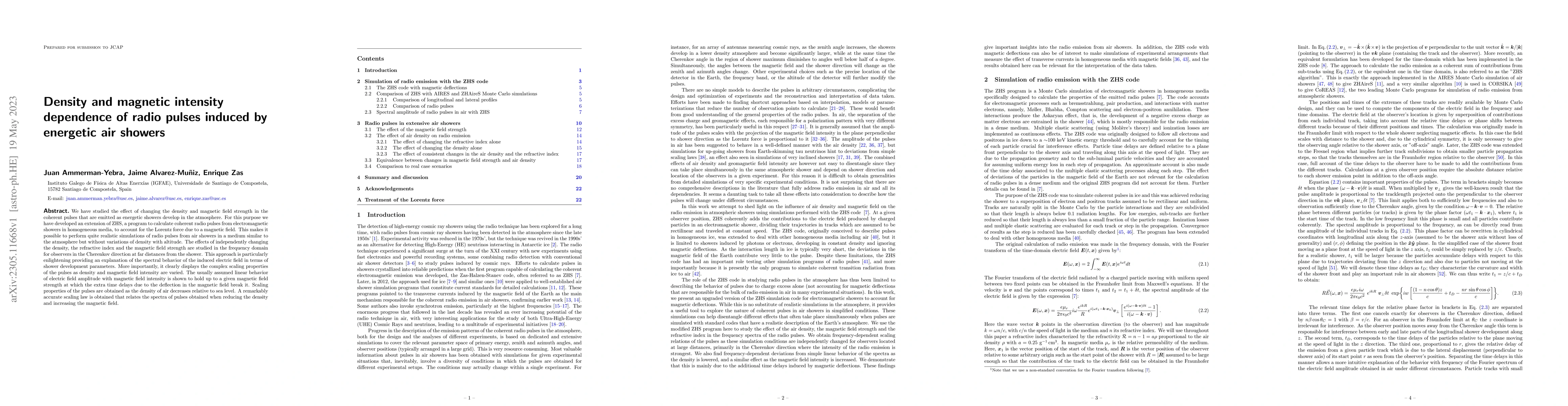 Thumbnail for Density and magnetic intensity dependence of radio pulses induced by
  energetic air showers