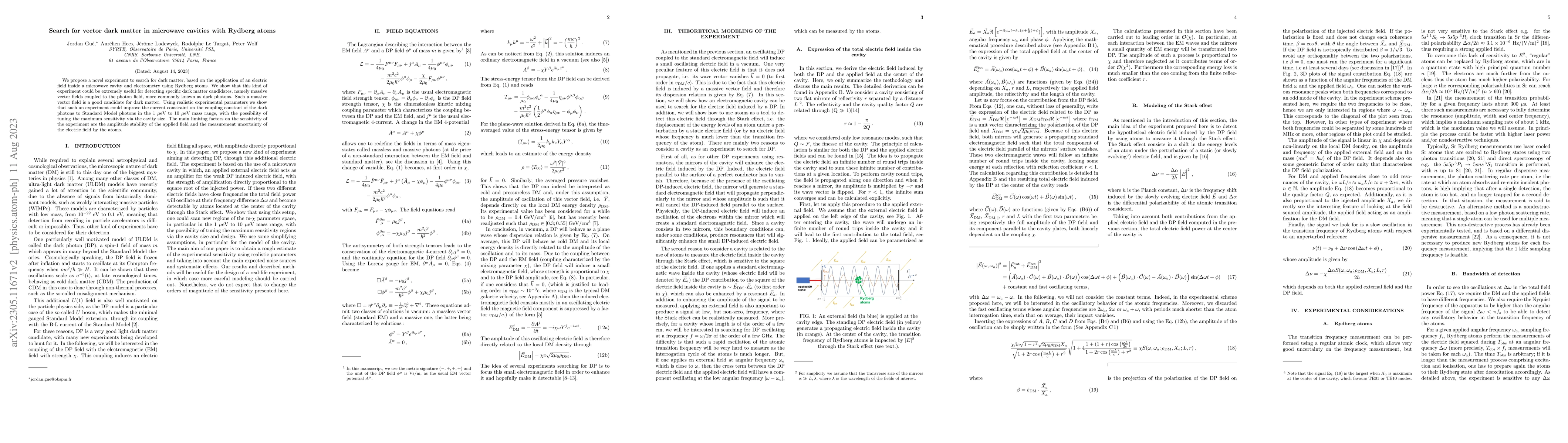 Thumbnail for Search for vector dark matter in microwave cavities with Rydberg atoms