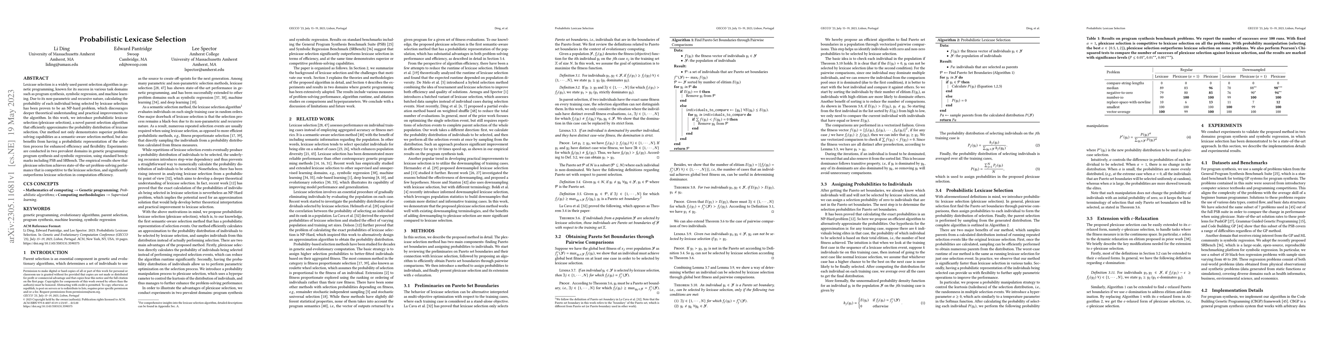 Thumbnail for Probabilistic Lexicase Selection