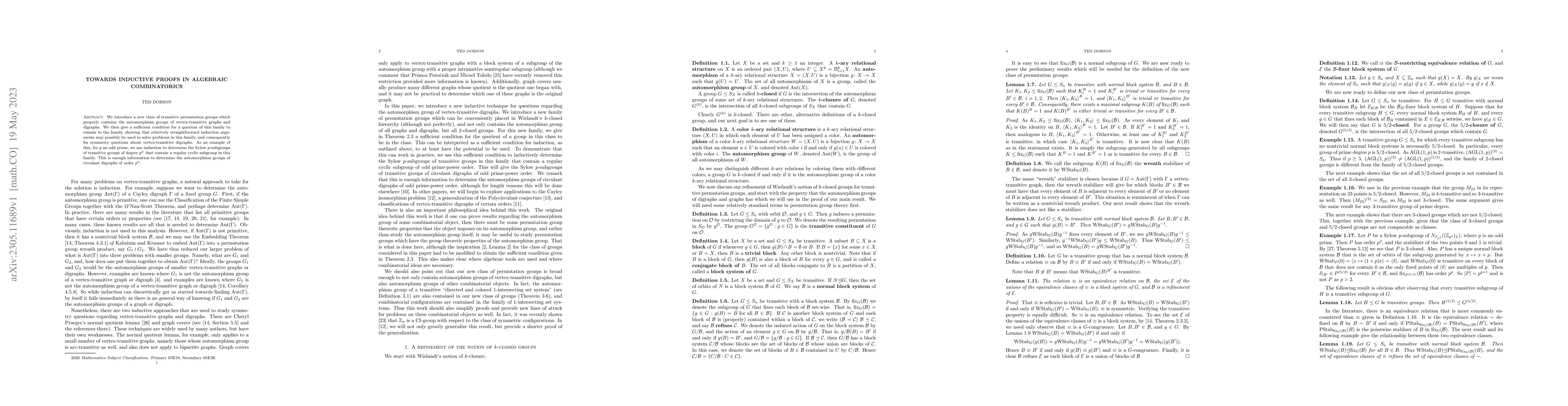 Thumbnail for Towards inductive proofs in algebraic combinatorics