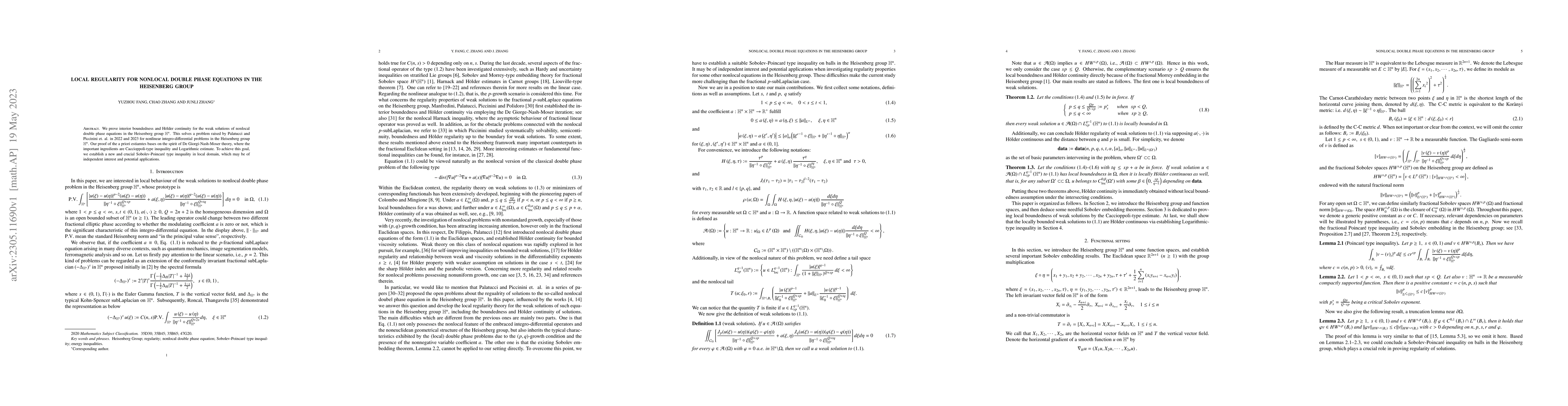 Thumbnail for Local regularity for nonlocal double phase equations in the Heisenberg
  group