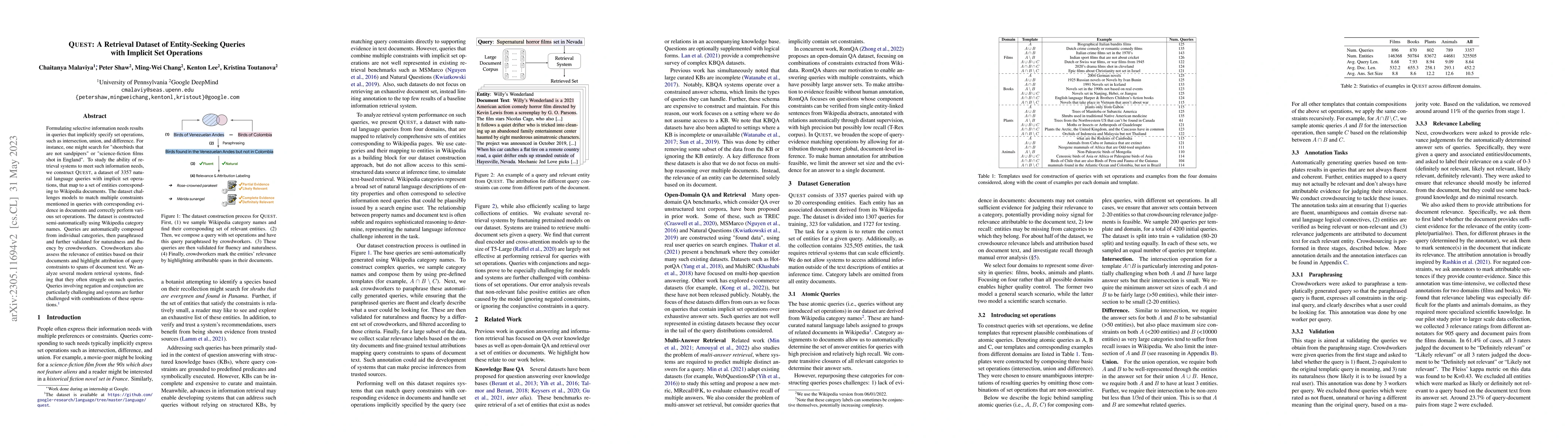 Thumbnail for QUEST: A Retrieval Dataset of Entity-Seeking Queries with Implicit Set
  Operations