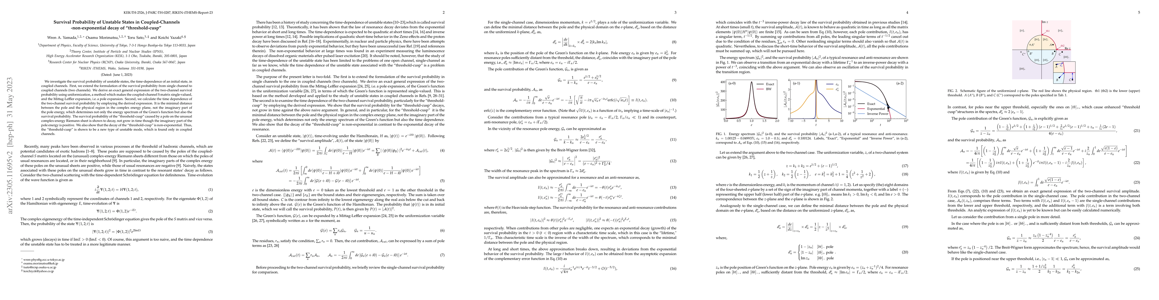 Thumbnail for Survival Probability of Unstable States in Coupled-Channels --
  nonexponential decay of "threshold-cusp"