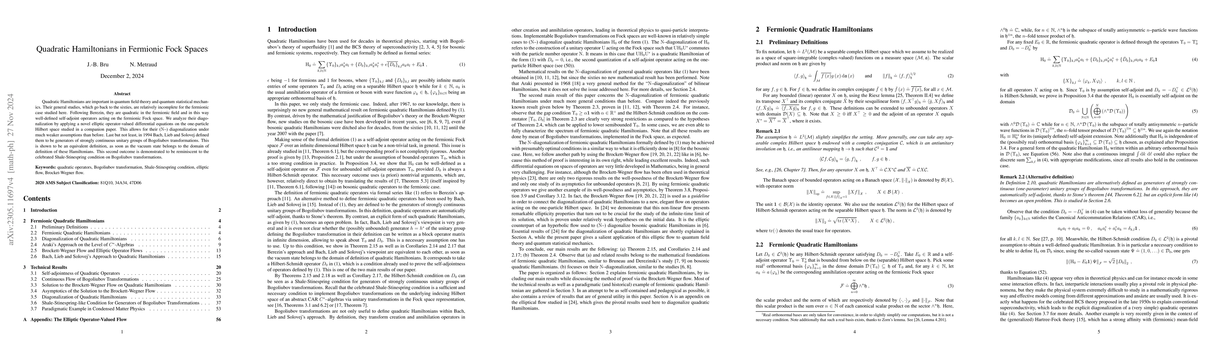 Thumbnail for Quadratic Hamiltonians in Fermionic Fock Spaces