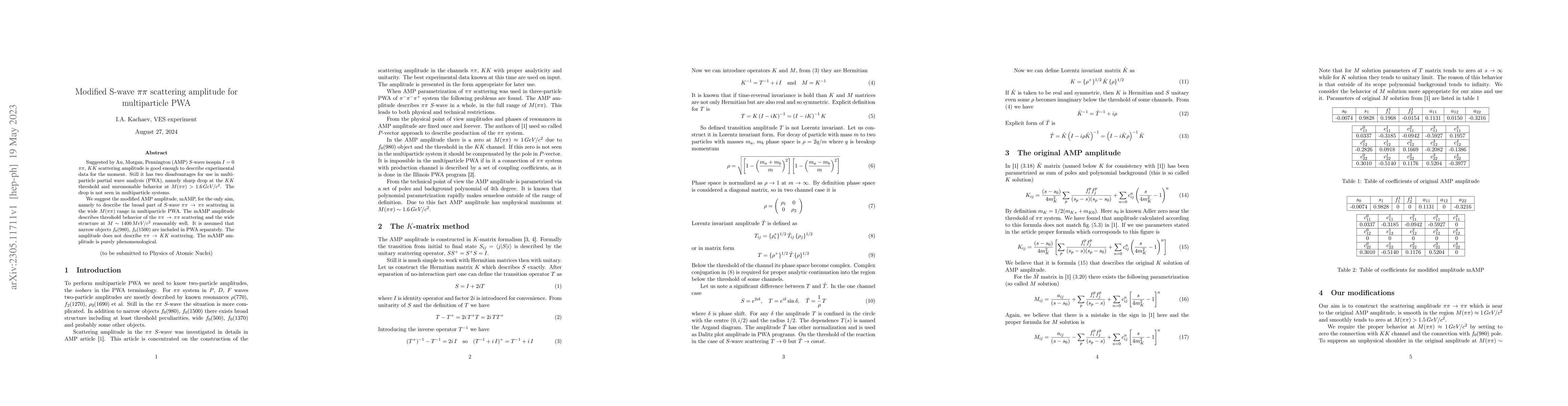 Thumbnail for Modified S-wave $\pi\pi$ scattering amplitude for multiparticle PWA