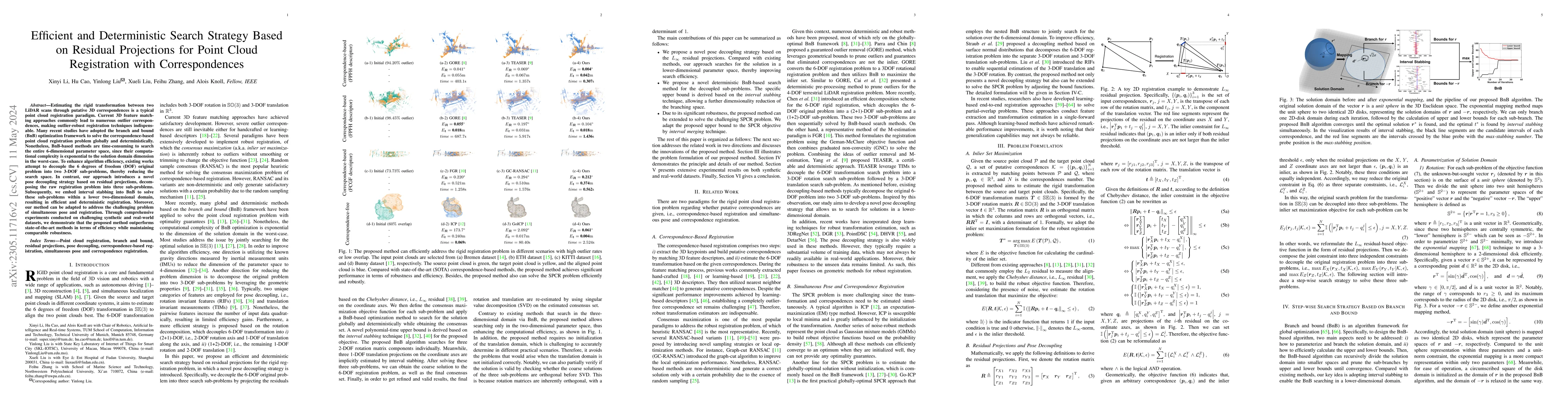 Thumbnail for Efficient and Deterministic Search Strategy Based on Residual
  Projections for Point Cloud Registration with Correspondences