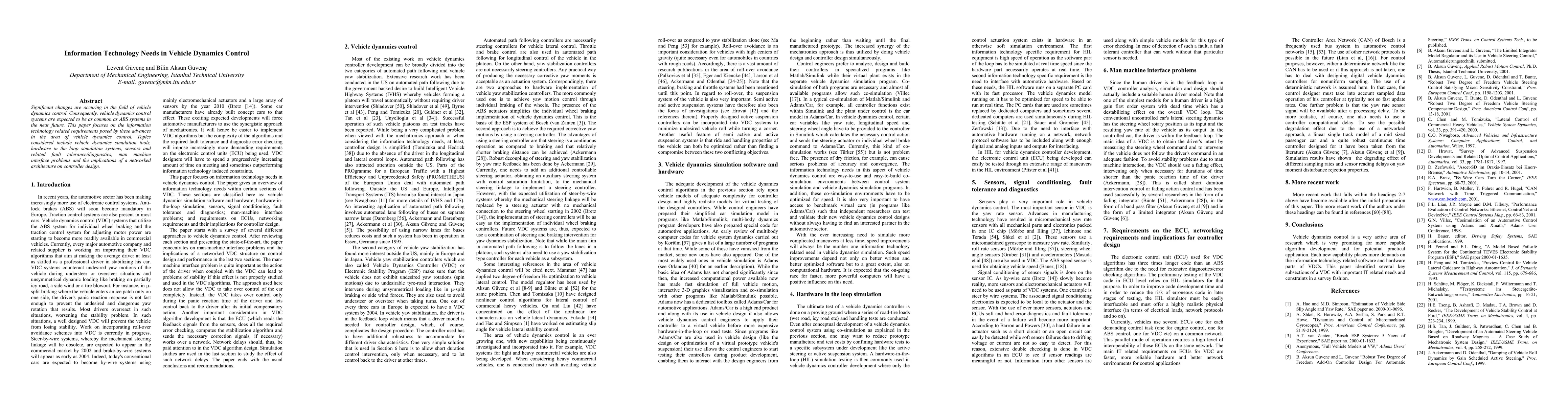 Thumbnail for Information Technology Needs in Vehicle Dynamics Control