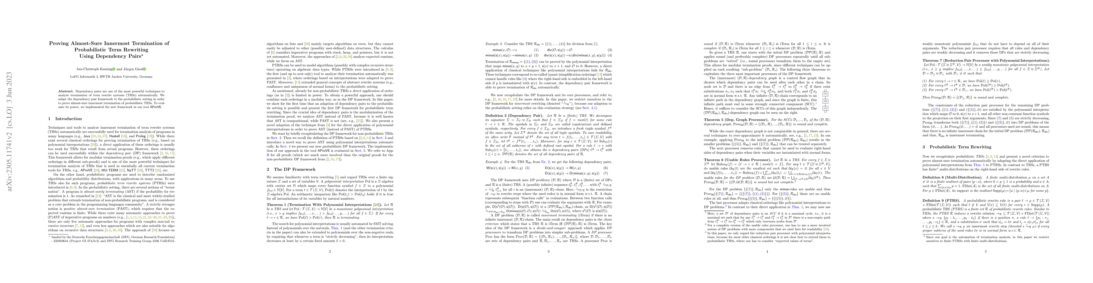 Thumbnail for Proving Almost-Sure Innermost Termination of Probabilistic Term
  Rewriting Using Dependency Pairs