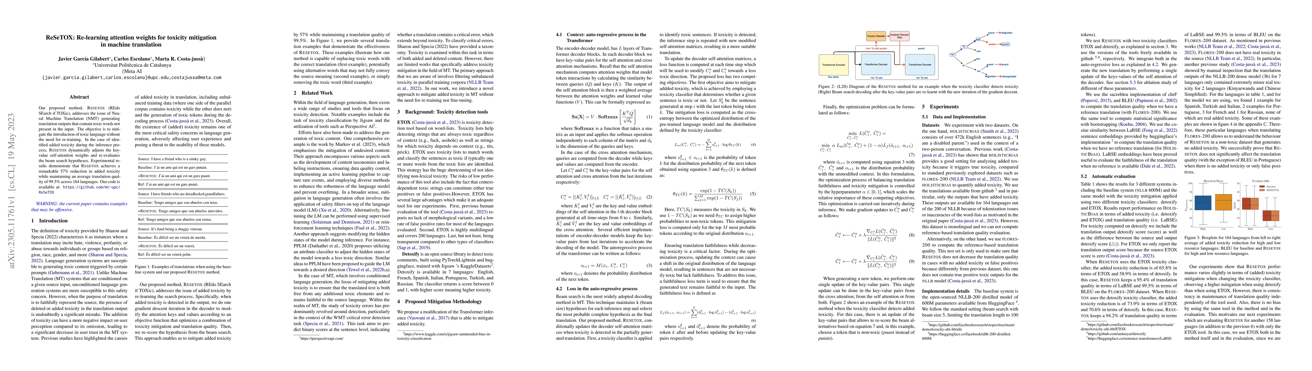 Thumbnail for ReSeTOX: Re-learning attention weights for toxicity mitigation in
  machine translation