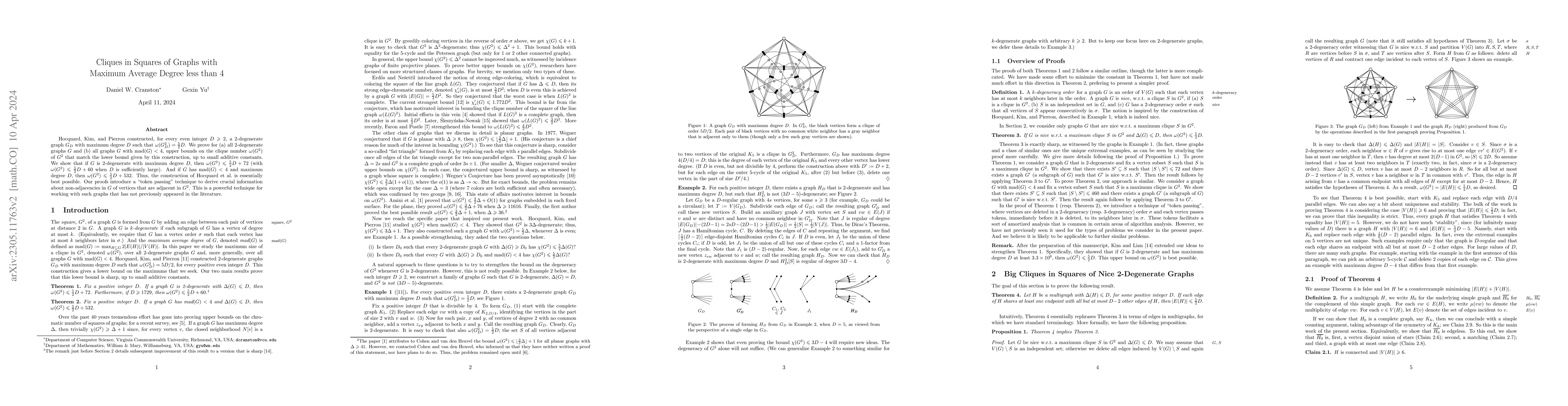 Thumbnail for Cliques in Squares of Graphs with Maximum Average Degree less than 4