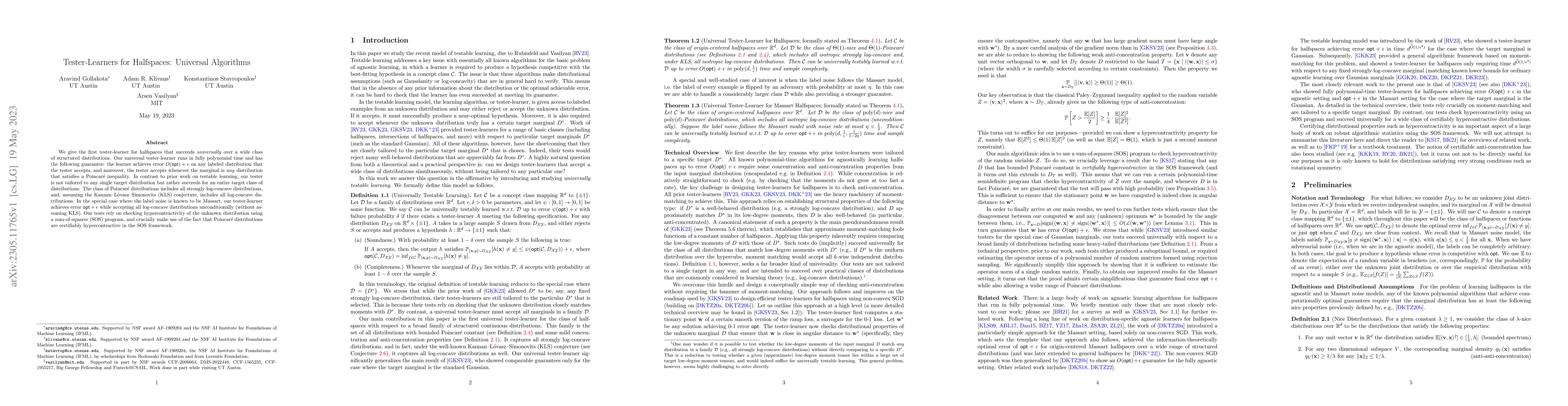Thumbnail for Tester-Learners for Halfspaces: Universal Algorithms
