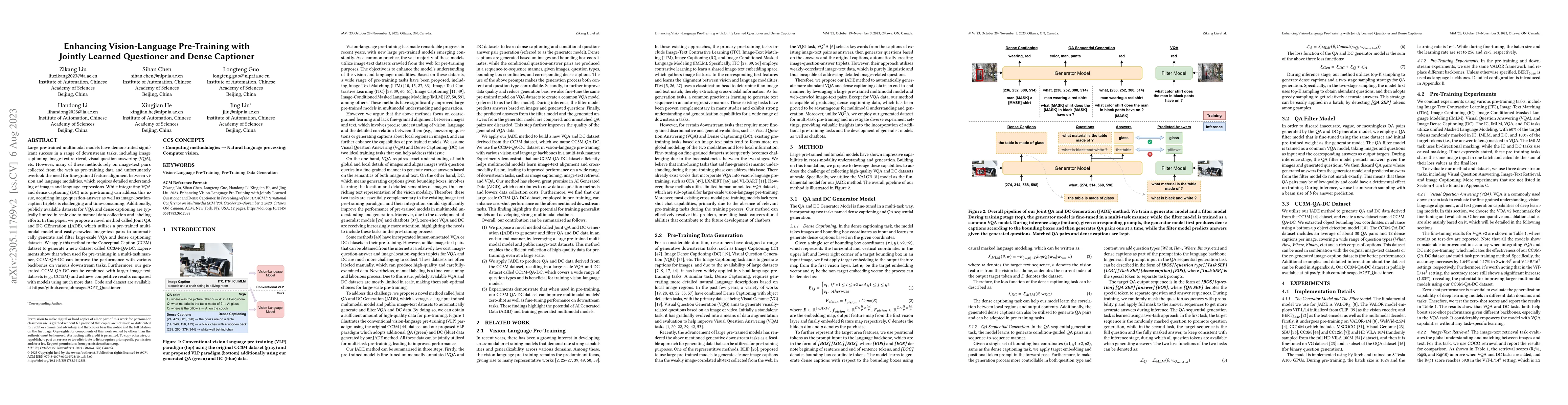 Thumbnail for Enhancing Vision-Language Pre-Training with Jointly Learned Questioner
  and Dense Captioner