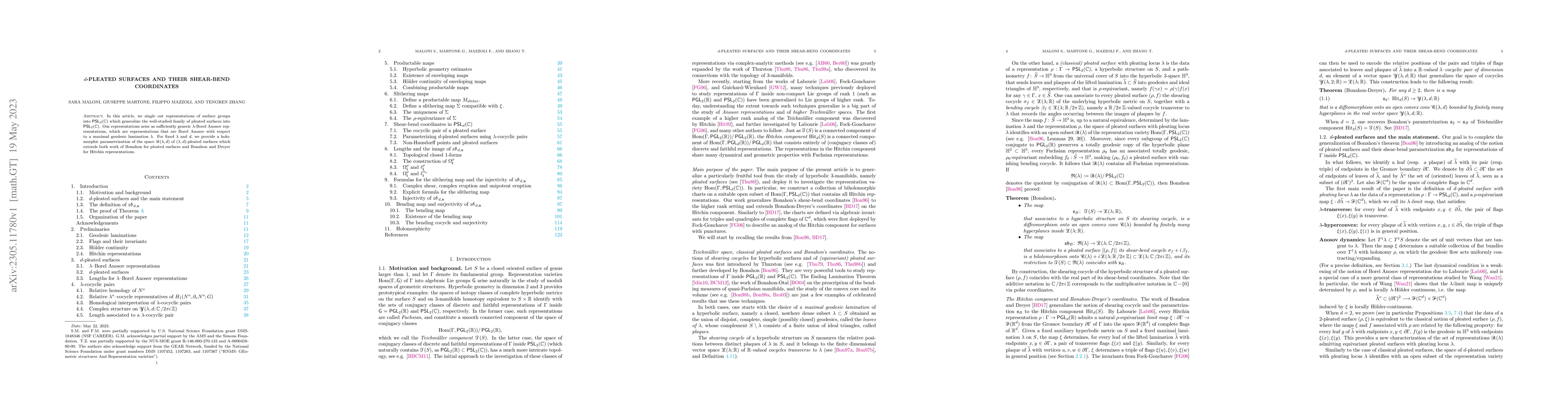Thumbnail for $d$-pleated surfaces and their shear-bend coordinates