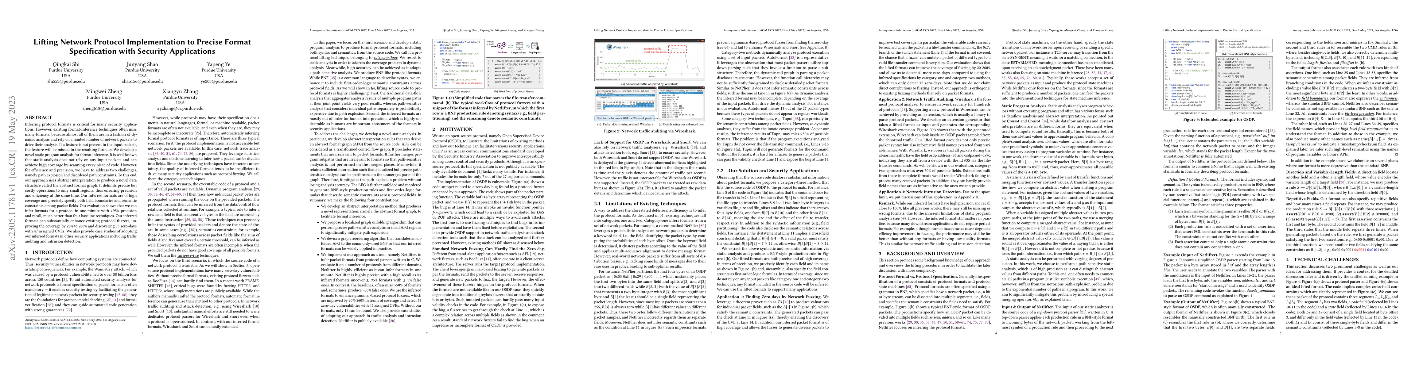Thumbnail for Lifting Network Protocol Implementation to Precise Format Specification
  with Security Applications