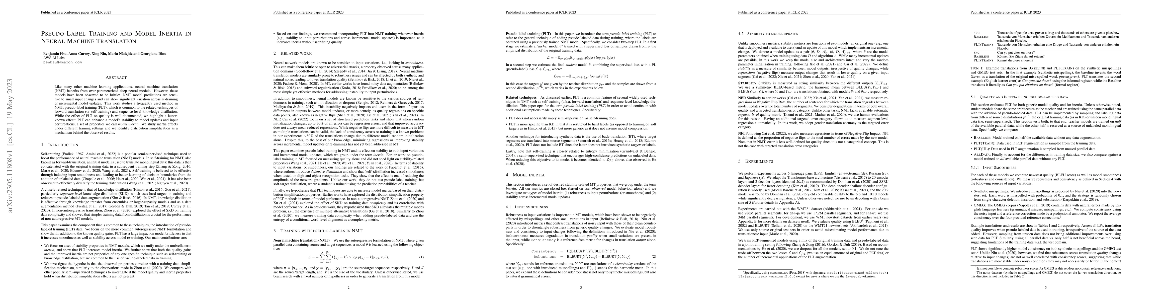 Thumbnail for Pseudo-Label Training and Model Inertia in Neural Machine Translation