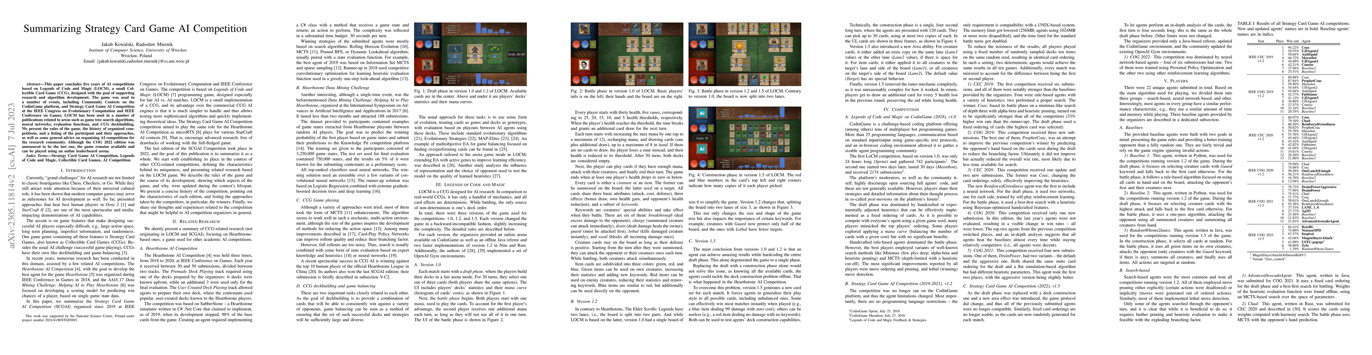 Thumbnail for Summarizing Strategy Card Game AI Competition