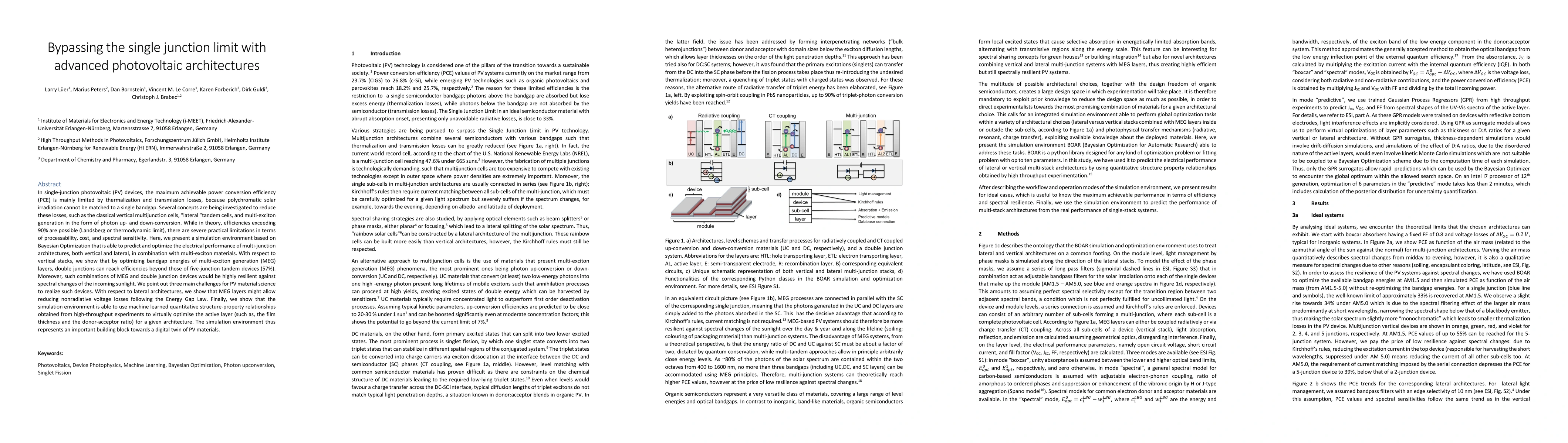 Thumbnail for Bypassing the single junction limit with advanced photovoltaic
  architectures