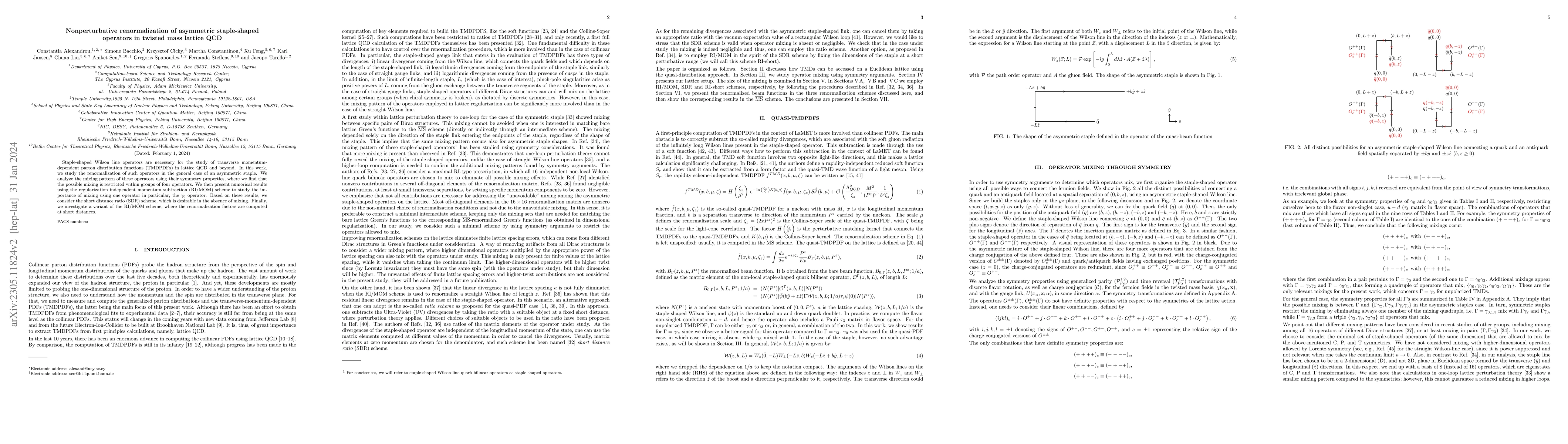Thumbnail for Nonperturbative renormalization of asymmetric staple-shaped operators in
  twisted mass lattice QCD