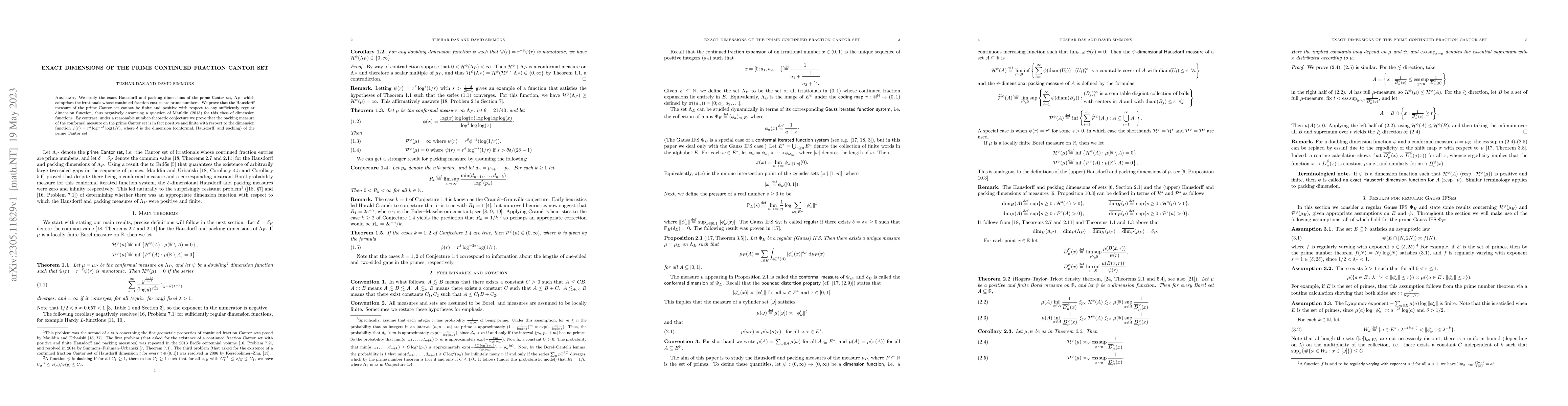 Thumbnail for Exact dimensions of the prime continued fraction Cantor set