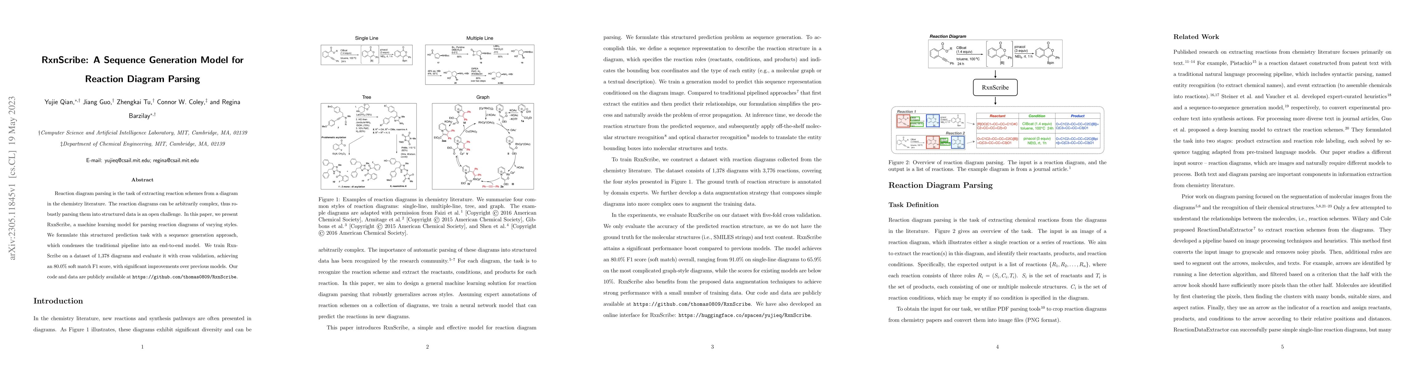 Thumbnail for RxnScribe: A Sequence Generation Model for Reaction Diagram Parsing