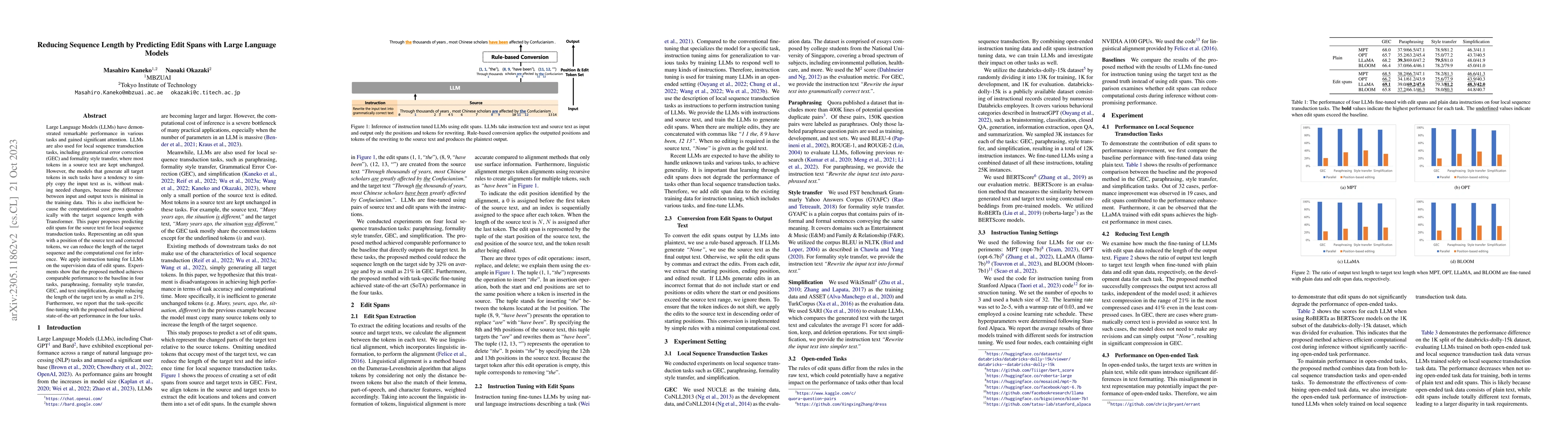Thumbnail for Reducing Sequence Length by Predicting Edit Operations with Large
  Language Models
