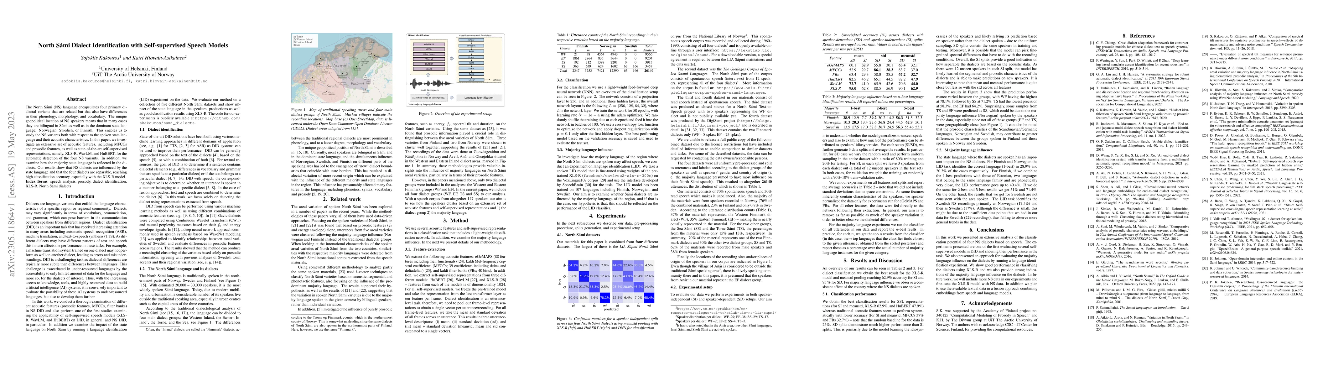 Thumbnail for North S\'{a}mi Dialect Identification with Self-supervised Speech Models