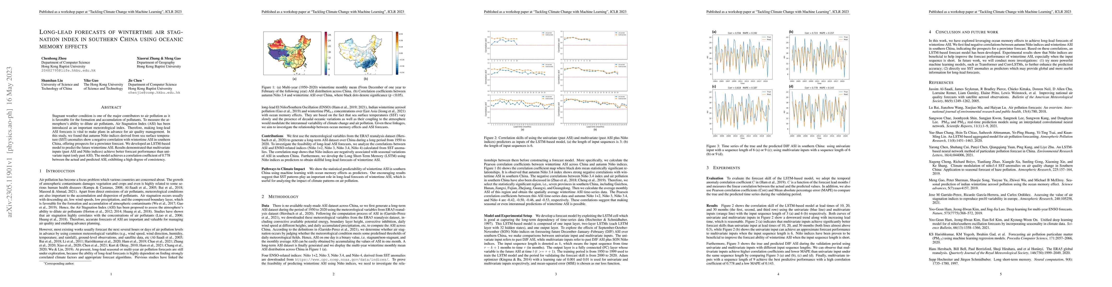 Thumbnail for Long-lead forecasts of wintertime air stagnation index in southern China
  using oceanic memory effects