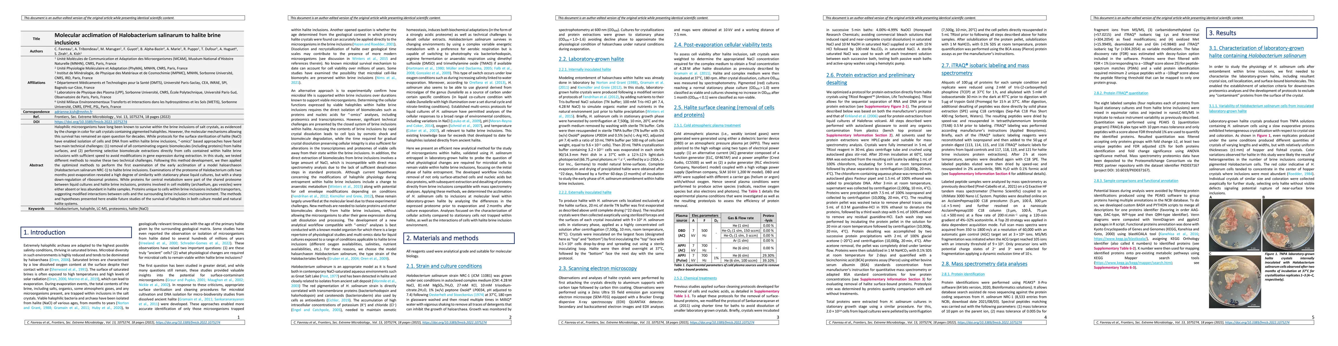 Thumbnail for Molecular acclimation of Halobacterium salinarum to halite brine
  inclusions
