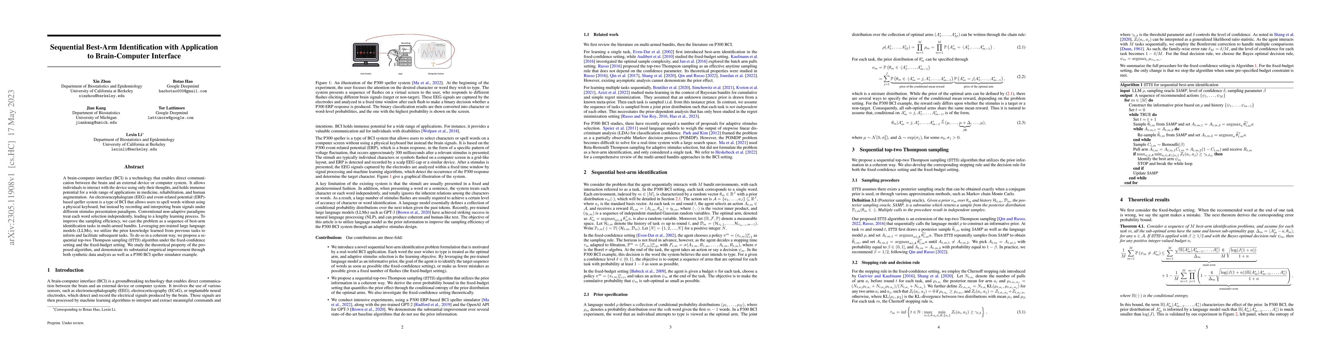 Thumbnail for Sequential Best-Arm Identification with Application to Brain-Computer
  Interface