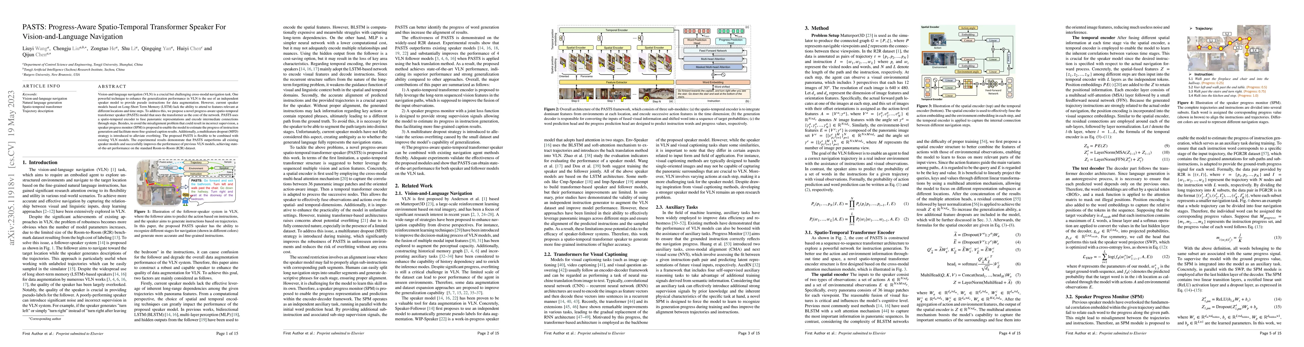 Thumbnail for PASTS: Progress-Aware Spatio-Temporal Transformer Speaker For
  Vision-and-Language Navigation
