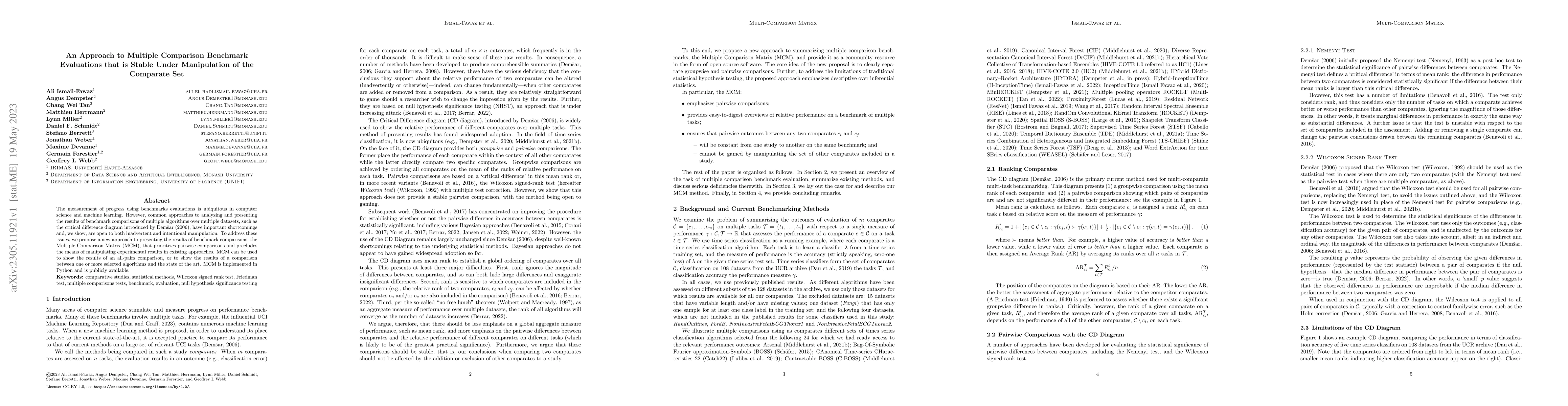 Thumbnail for An Approach to Multiple Comparison Benchmark Evaluations that is Stable
  Under Manipulation of the Comparate Set