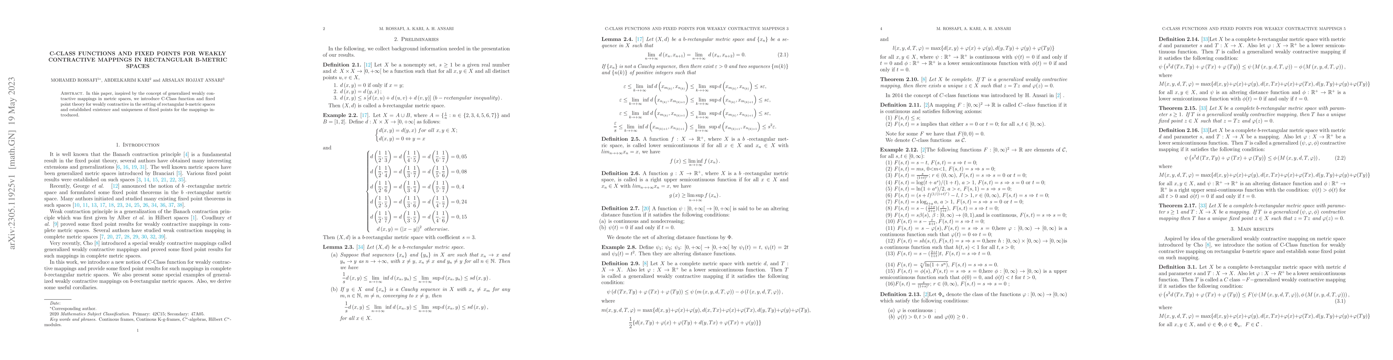 Thumbnail for C-class functions and fixed points for weakly contractive mappings in
  rectangular b-metric spaces