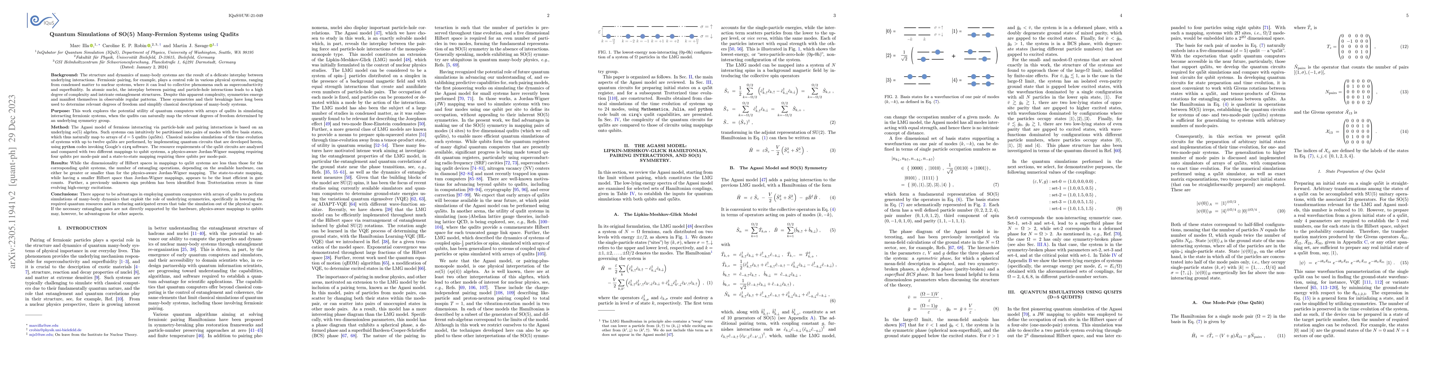 Thumbnail for Quantum Simulations of SO(5) Many-Fermion Systems using Qudits
