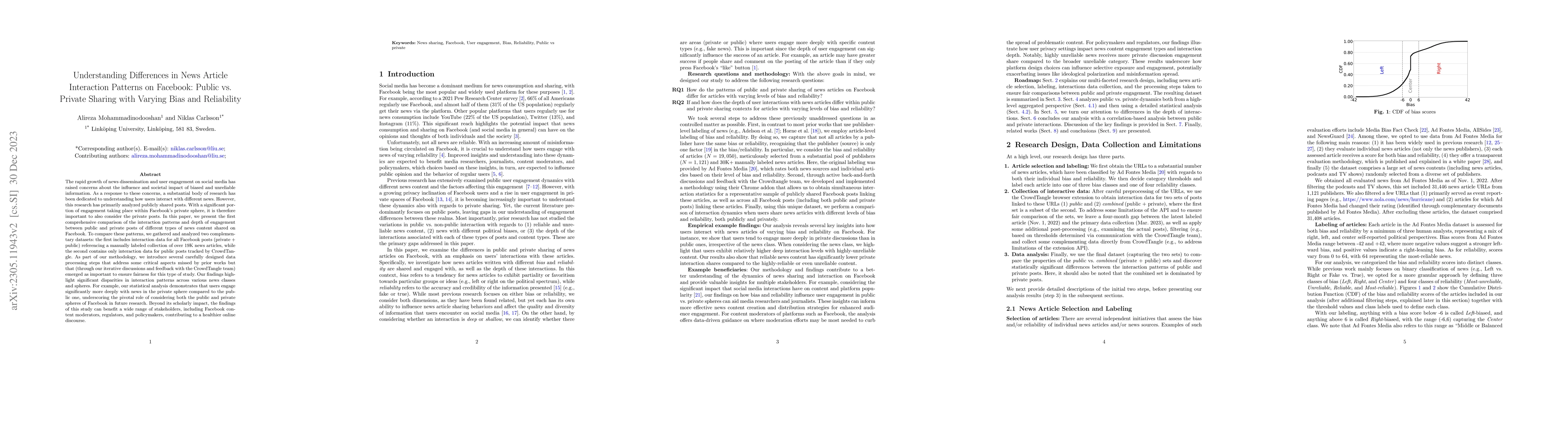 Thumbnail for Understanding Differences in News Article Interaction Patterns on
  Facebook: Public vs. Private Sharing with Varying Bias and Reliability