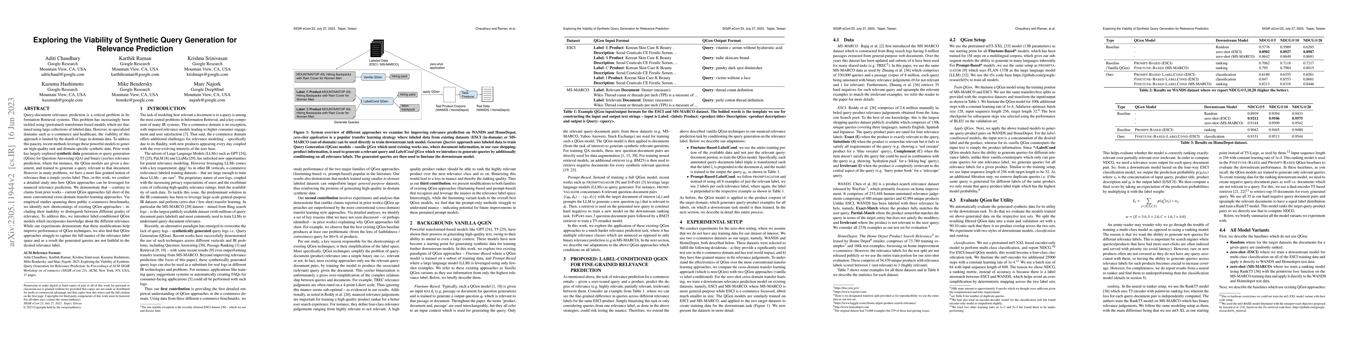 Thumbnail for Exploring the Viability of Synthetic Query Generation for Relevance
  Prediction