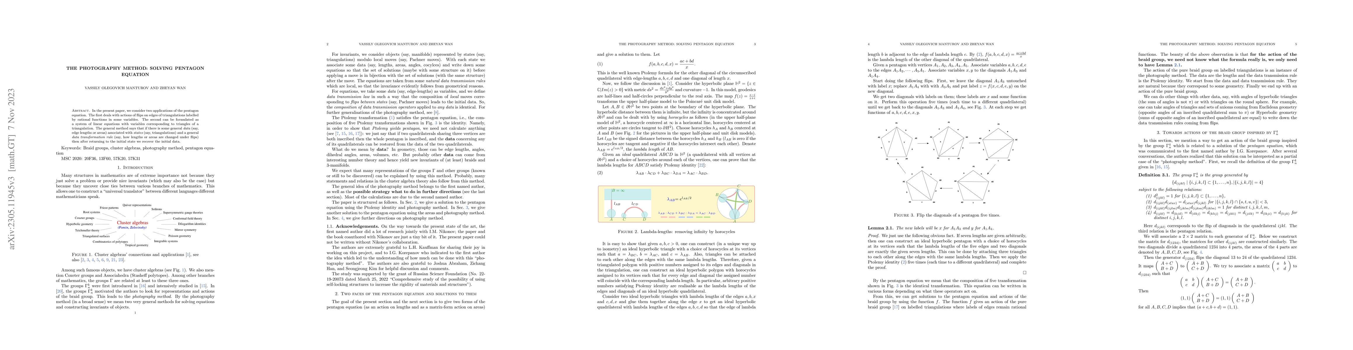 Thumbnail for The photography method: solving pentagon equation