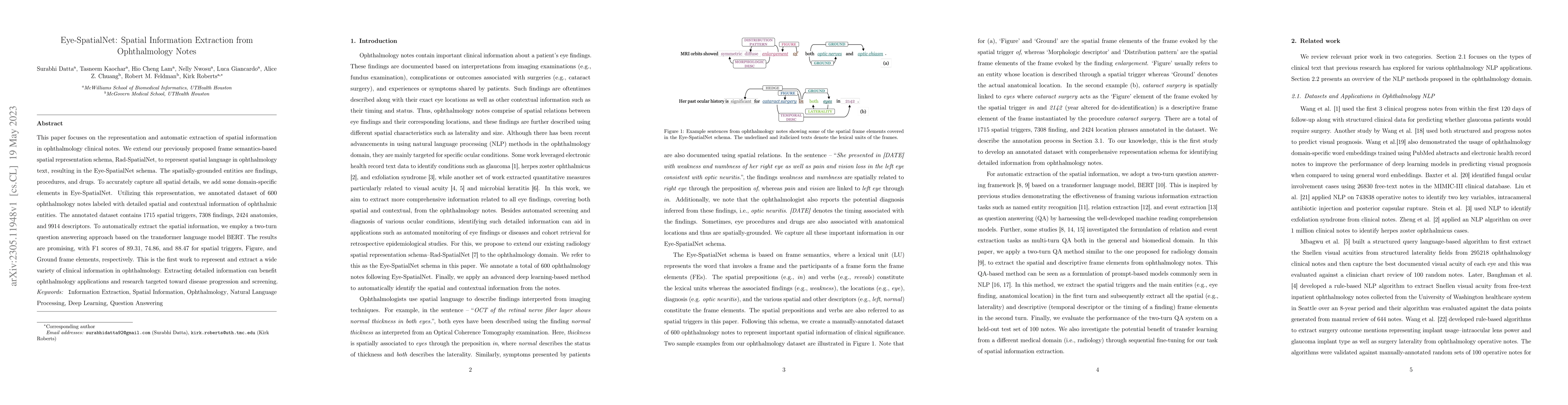 Thumbnail for Eye-SpatialNet: Spatial Information Extraction from Ophthalmology Notes