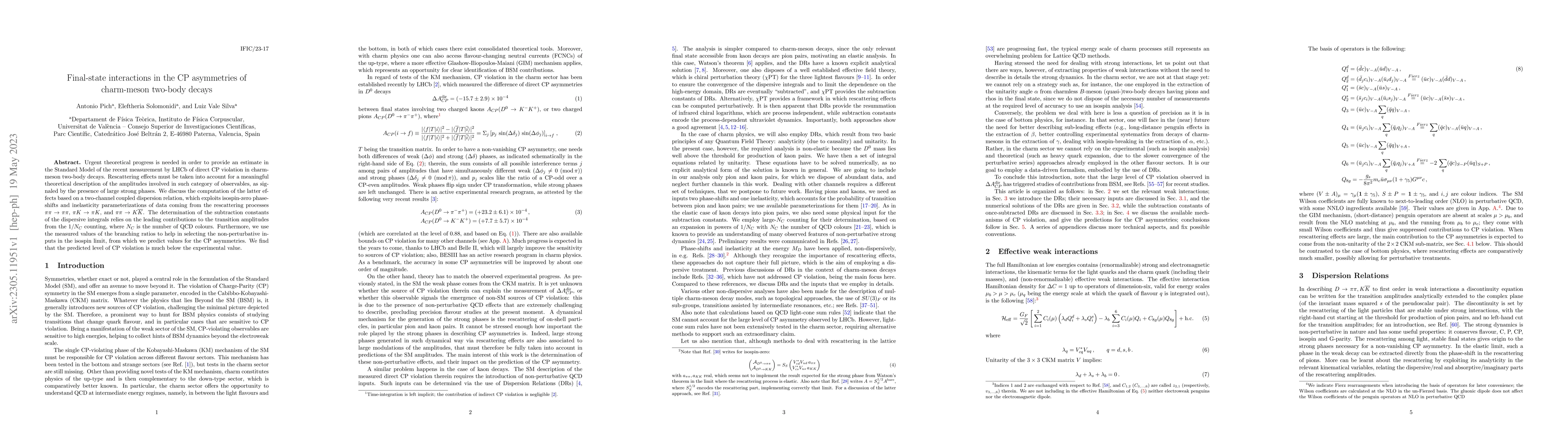 Thumbnail for Final-state interactions in the CP asymmetries of charm-meson two-body
  decays