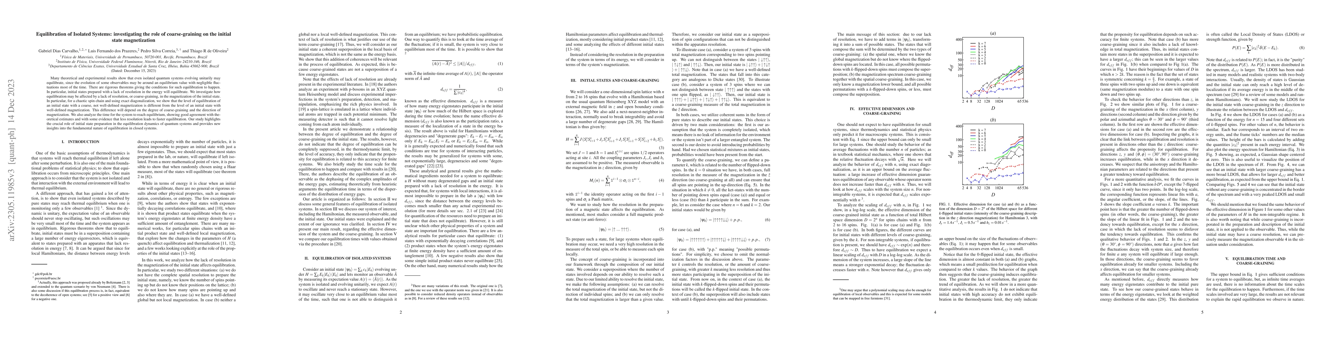 Thumbnail for Equilibration of Isolated Systems: investigating the role of
  coarse-graining on the initial state magnetization