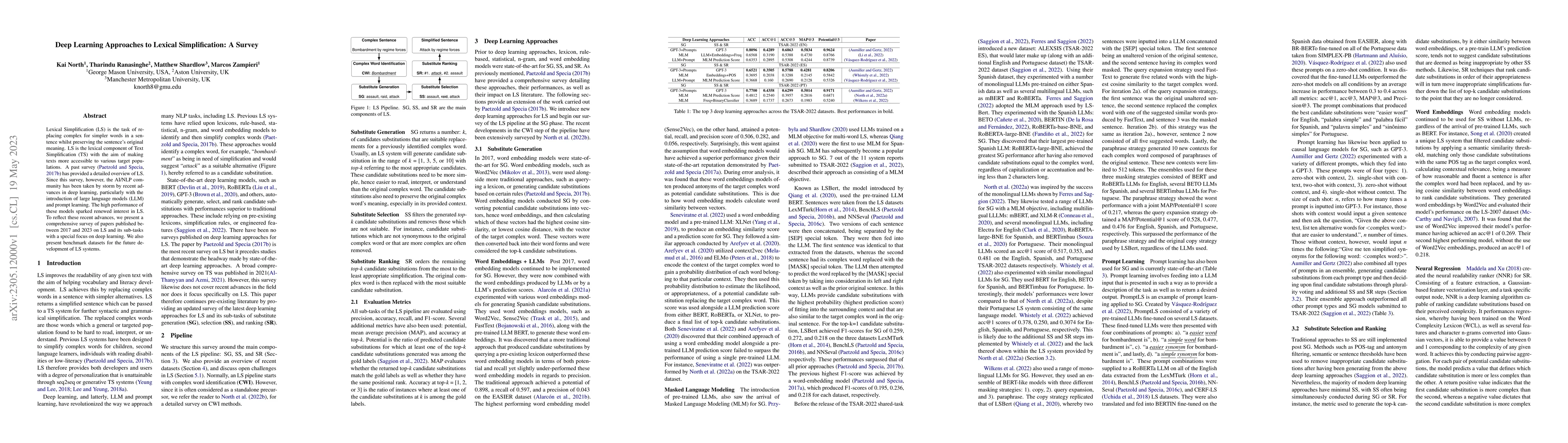 Thumbnail for Deep Learning Approaches to Lexical Simplification: A Survey
