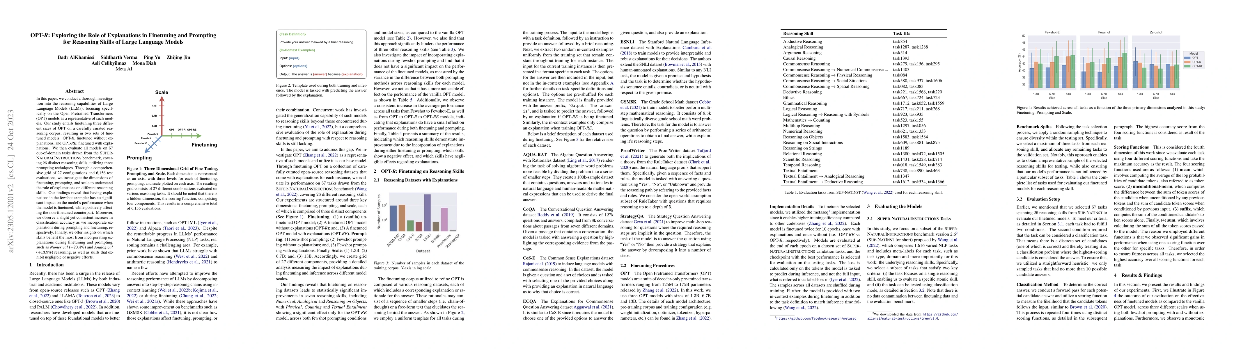 Thumbnail for OPT-R: Exploring the Role of Explanations in Finetuning and Prompting
  for Reasoning Skills of Large Language Models