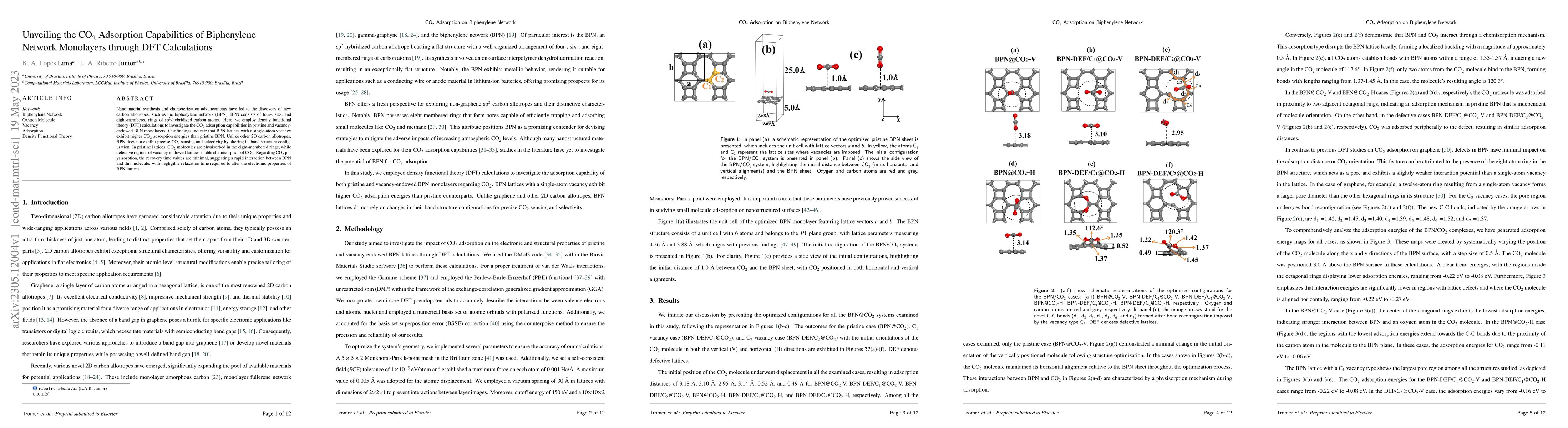 Thumbnail for Unveiling the CO2 Adsorption Capabilities of Biphenylene Network
  Monolayers through DFT Calculations