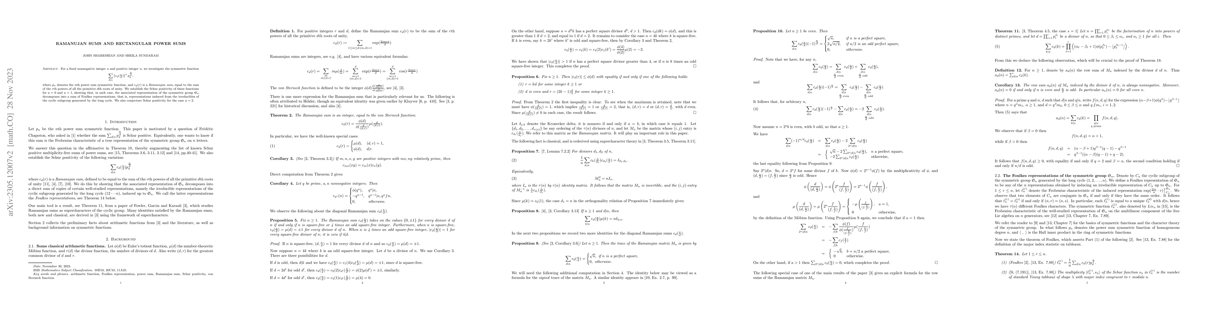 Thumbnail for Ramanujan sums and rectangular power sums