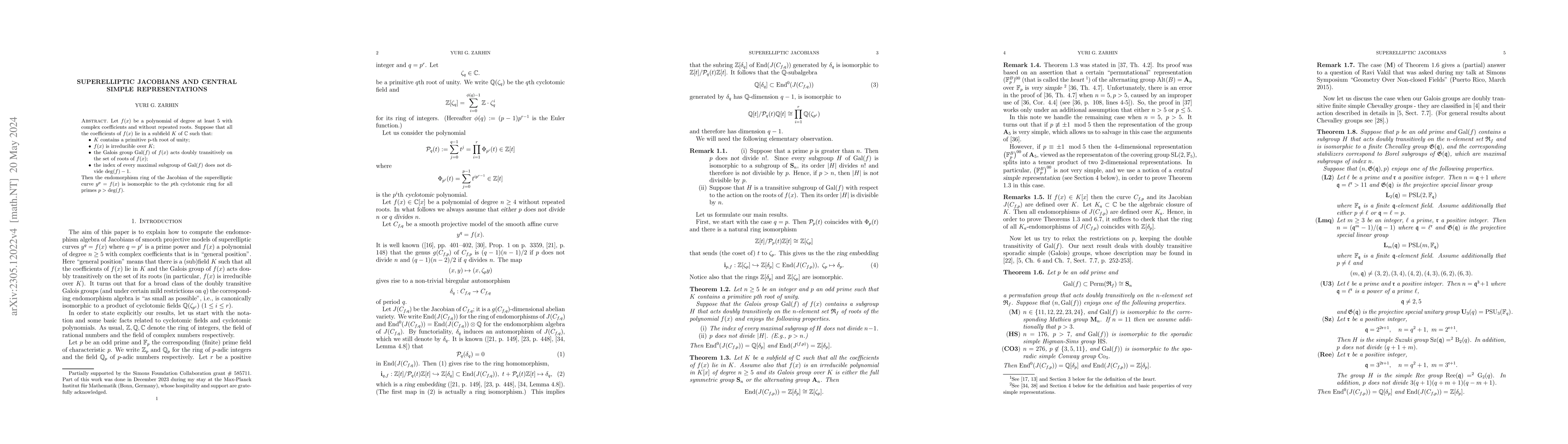 Thumbnail for Superelliptic jacobians and central simple representations