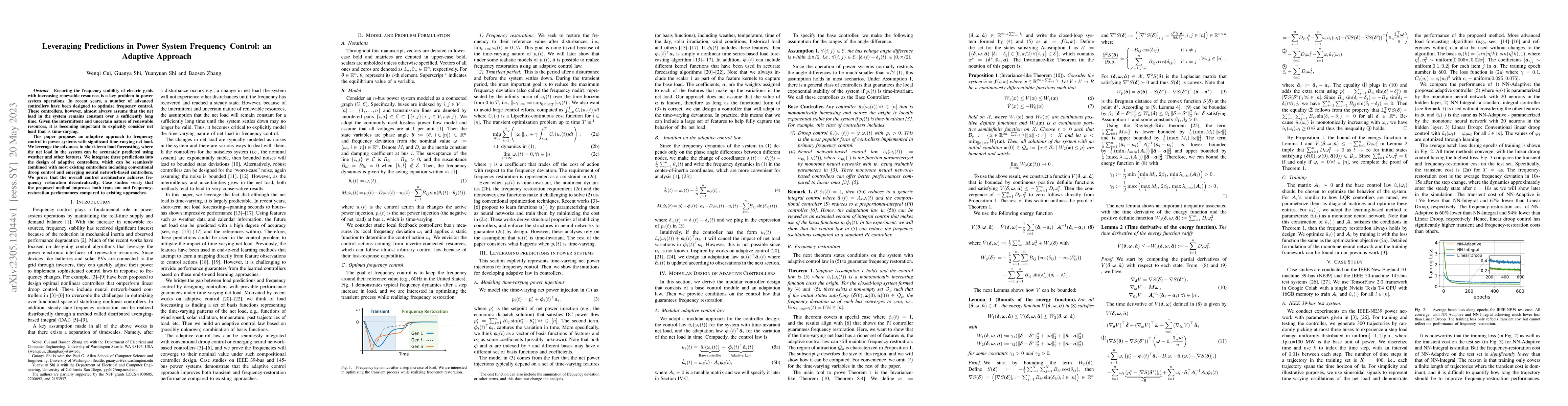 Thumbnail for Leveraging Predictions in Power System Frequency Control: an Adaptive
  Approach