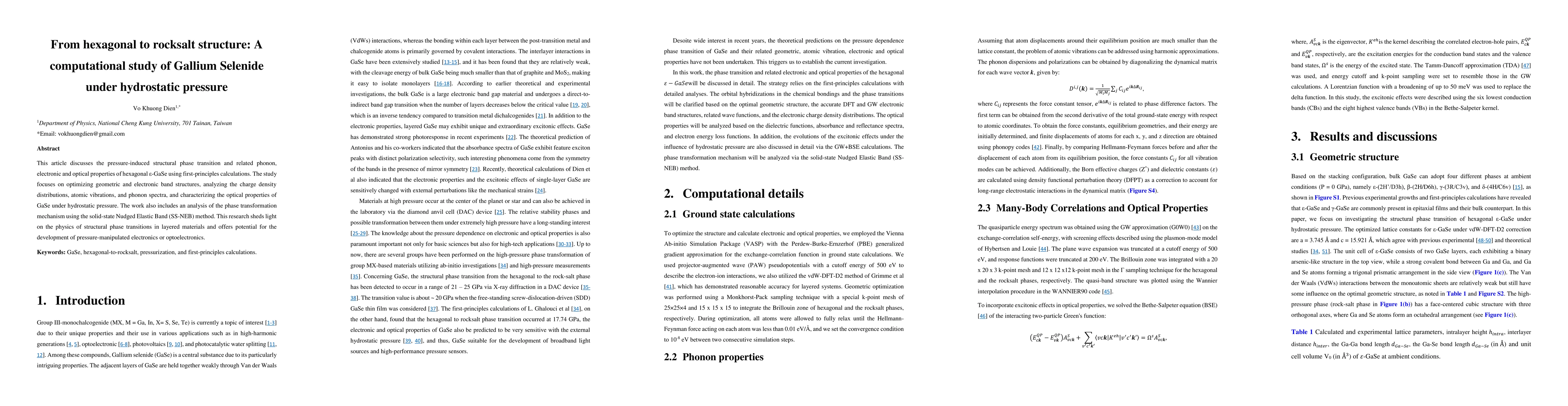 Thumbnail for From hexagonal to rocksalt structure: A computational study of Gallium
  Selenide under hydrostatic pressure