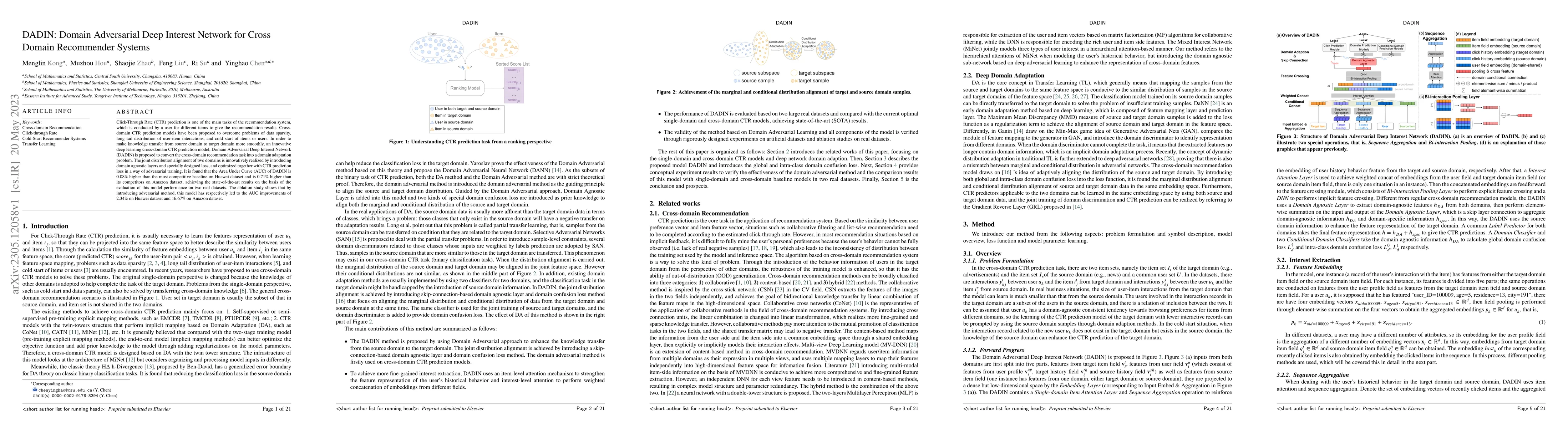 Thumbnail for DADIN: Domain Adversarial Deep Interest Network for Cross Domain
  Recommender Systems