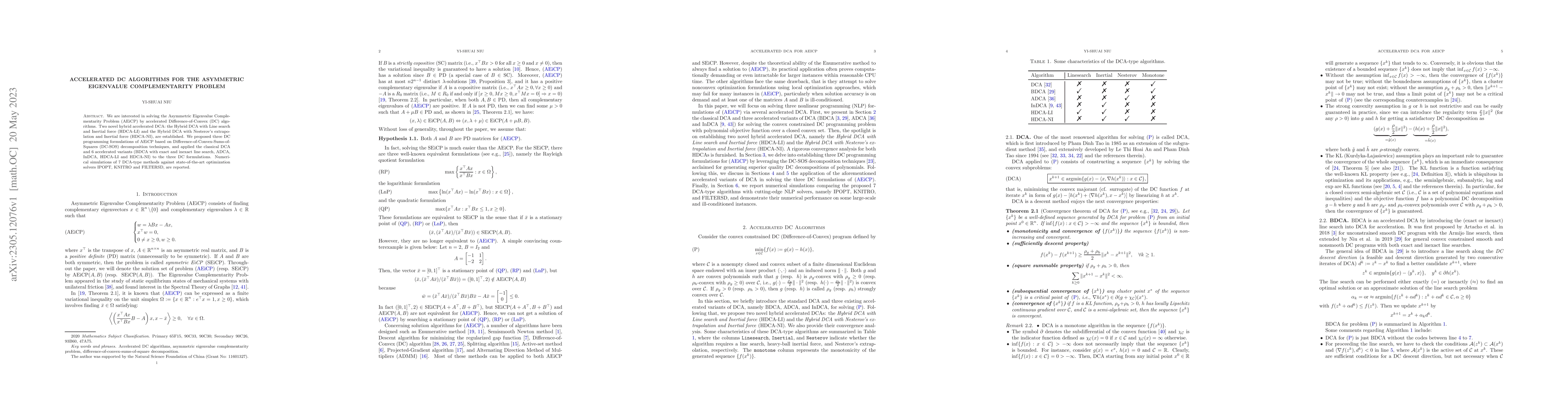 Thumbnail for Accelerated DC Algorithms for the Asymmetric Eigenvalue Complementarity
  Problem