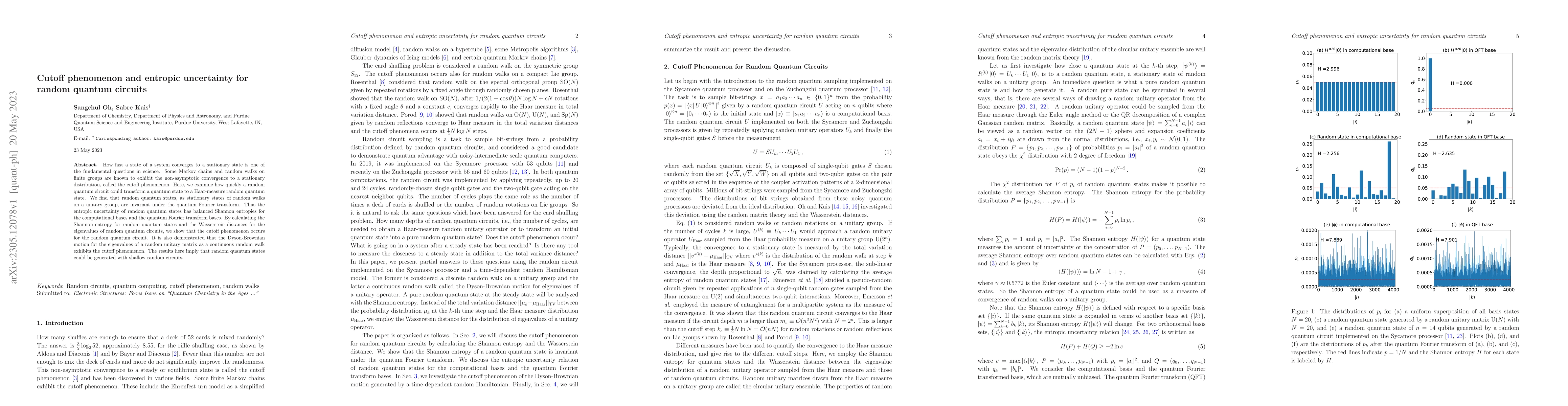 Thumbnail for Cutoff phenomenon and entropic uncertainty for random quantum circuits